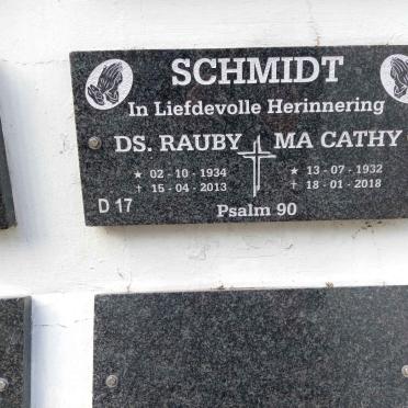 SCHMIDT Rauby 1934-2013 &amp; Cathy 1932-2018