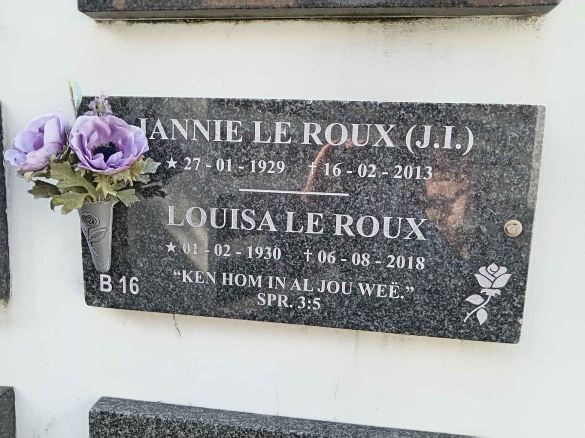 ROUX J.I., le 1929-2013 &amp; Louisa 1930-2018