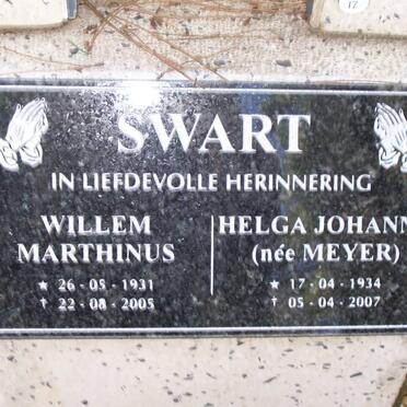 SWART Willem Marthinus 1931-2005 &amp; Helga Johanna MEYER 1934-2007