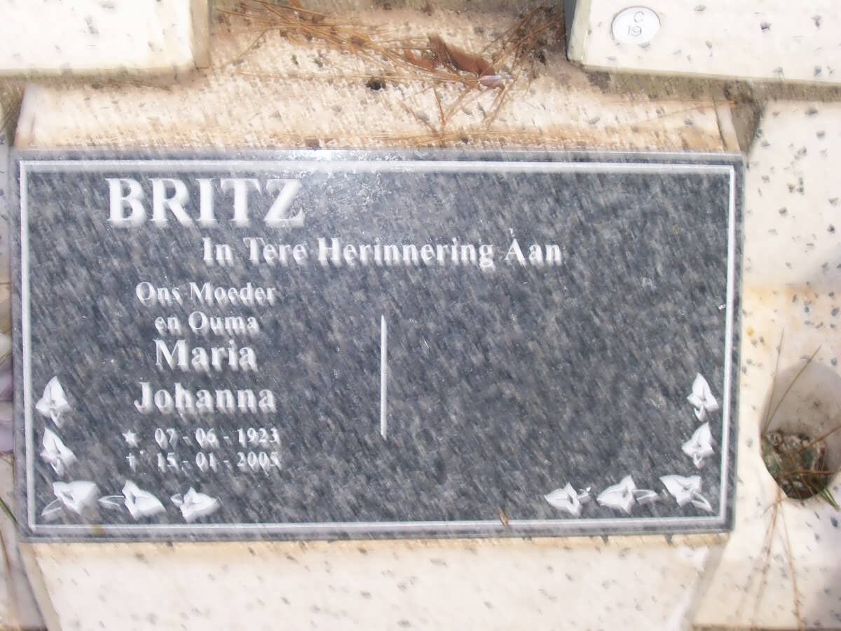 BRITZ Maria Johanna 1923-2005