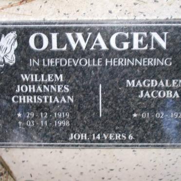 OLWAGEN Willem Johannes Christiaan 1919-1998 &amp; Magdalena Jacoba 1922-