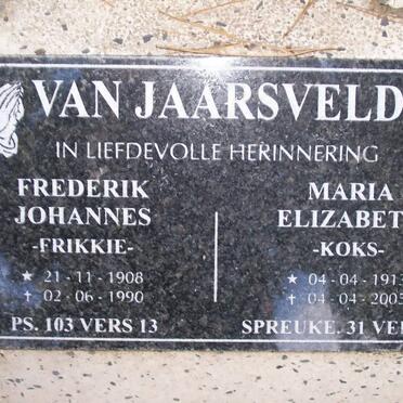 JAARSVELD Frederik Johannes, van 1908-1990 &amp; Marie Elizabeth 1913-2005
