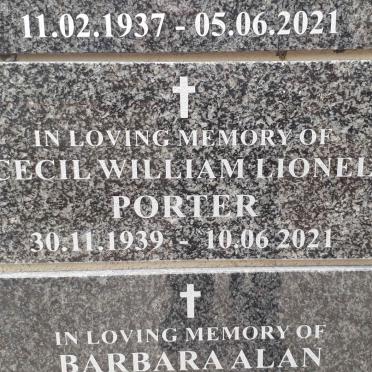 PORTER Cecil William Lionel 1939-2021