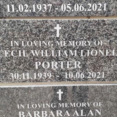 PORTER Cecil William Lionel 1939-2021