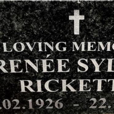 RICKETTS Renée Sylvia 1926-2010