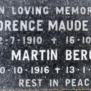 BERGH Martin 1916-2003 &amp; Florence Maude 1910-1989