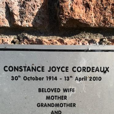CORDEAUX Constance Joyce 1914-2010