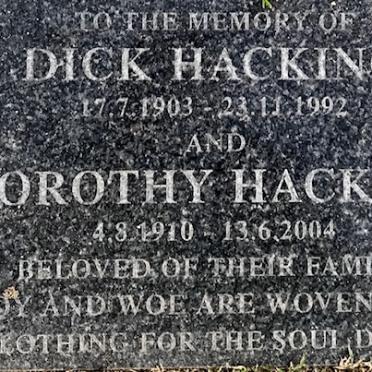 HACKING Dick 1903-1992 &amp; Dorothy 1910-2004