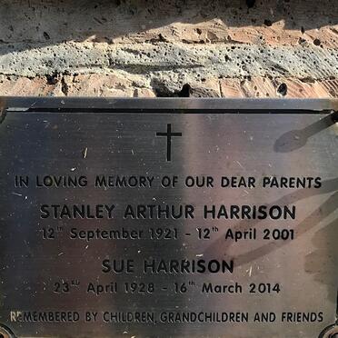 HARRISON Stanley Arthur 1921-2001 &amp; Sue 1928-2014