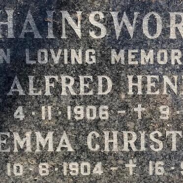 HAINSWORTH Alfred Henry 1906-1955 &amp; Emma Christina 1904-2003