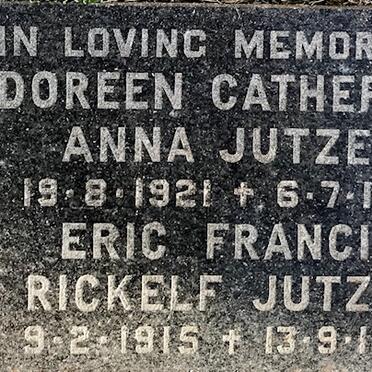 JUTZEN Eric Francis Rickelf 1915-1991 &amp; Doreen Catherine Anna 1921-1991