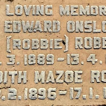ROBBS Edward Onslow 1889-1978 &amp; Edith Mazoe 1896-1989