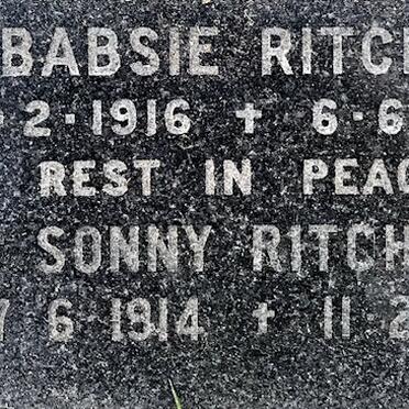 RITCHIE Sonny 1914-1997 &amp; Babsie 1916-1990