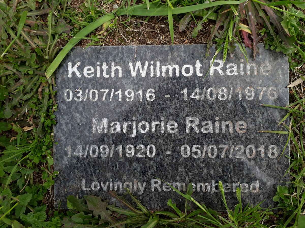RAINE Keith Wilmot 1916-1976 &amp; Marjorie 1920-2018