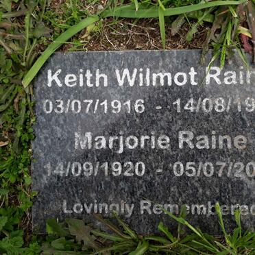 RAINE Keith Wilmot 1916-1976 &amp; Marjorie 1920-2018