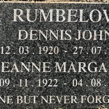 RUMBELOW Dennis John 1920-2000 &amp; Jean Margaret 1922-2014