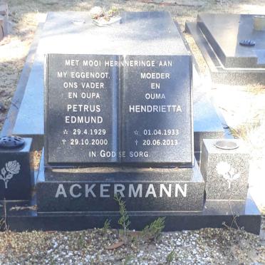ACKERMANN Petrus Edmund 1929-2000 &amp; Hendrietta 1933-2013