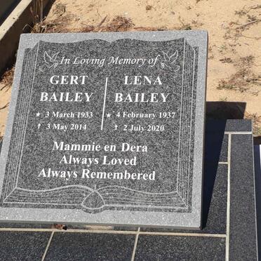 BAILEY Gert 1933-2014 &amp; Lena 1937-2020