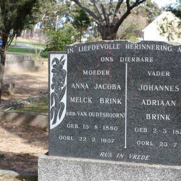 BRINK Johannes Adriaan 1876-1959 &amp; Anna Jacoba Melck VAN OUDTSHOORN 1880-1957