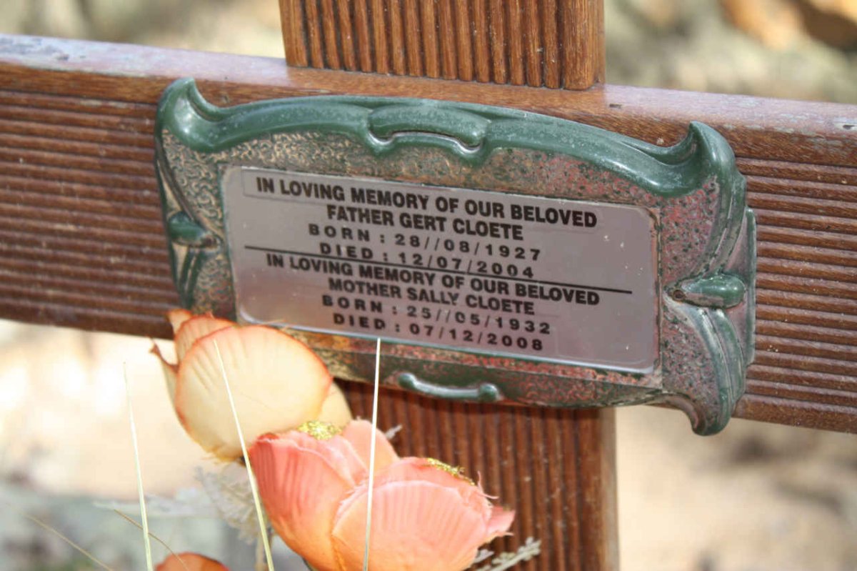 CLOETE Gert 1927-2004 &amp; Sally 1932-2008