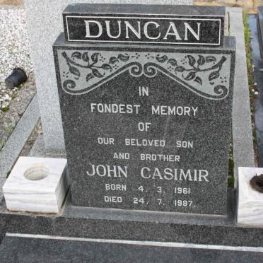 DUNCAN John Casimir 1961-1987
