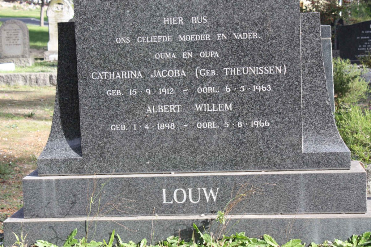 LOUW Albert Willem 1898-1966 &amp; Catharina Jacoba THEUNISSEN 1912-1963