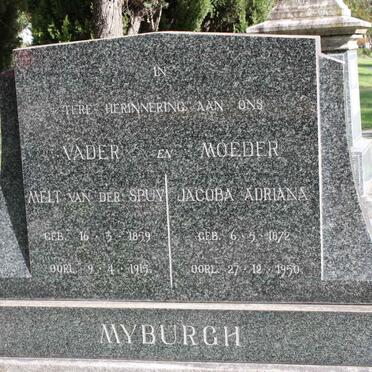 MYBURGH Melt Van Der Spuy 1859-1915 &amp; Jacoba Adriana 1872-1950