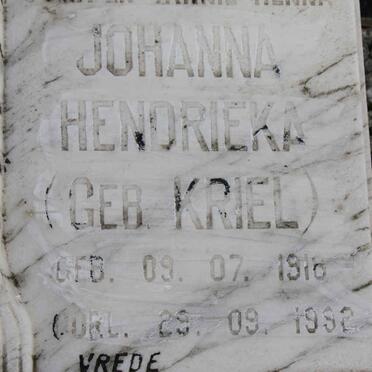 OUDTSHOORN Johanna Hendrieka, van RHEEDE van nee KRIEL 1918-1992
