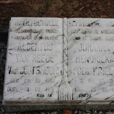 OUDTSHOORN Albertus, van RHEEDE van 1906-1991 &amp; Johanna Hendrieka KRIEL 1918-1992