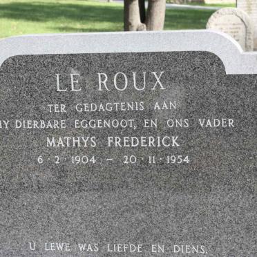 ROUX Mathys Frederick, le 1904-1954