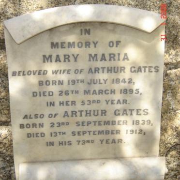 GATES Arthur 1839-1912 &amp; Mary Maria 1842-1895