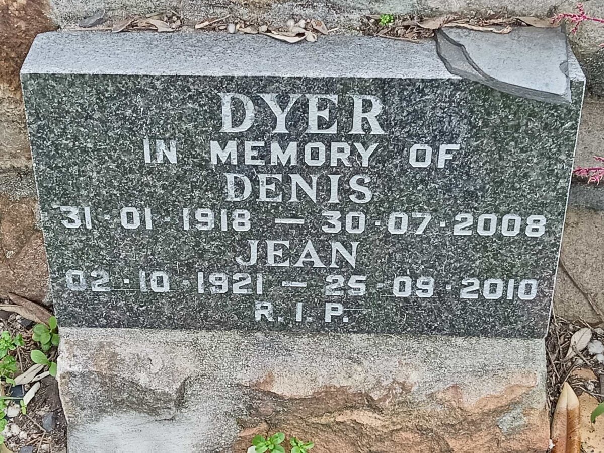 DYER Denis 1918-2008 &amp; Jean 1921-2010