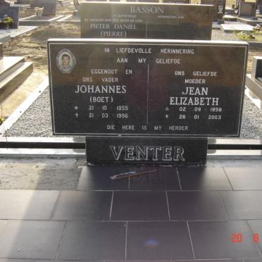 VENTER Johannes 1955-1996 &amp; Jean Elizabeth 1958-2003
