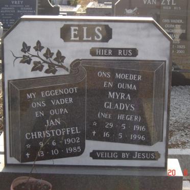 ELS Jan Christoffel 1902-1985 &amp; Myra Gladys HEGER 1916-1996
