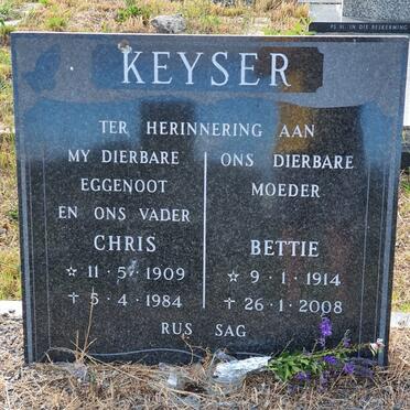 KEYSER Chris 1909-1984 &amp; Bettie 1914-2008