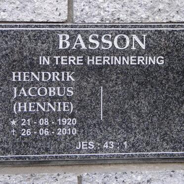 BASSON Hendrik Jacobus 1920-2010