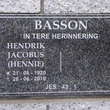 BASSON Hendrik Jacobus 1920-2010