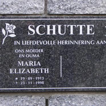 SCHUTTE Maria Elizabeth 1933-1998