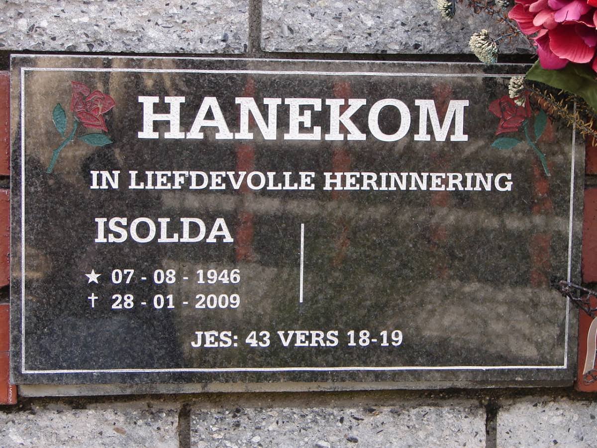 HANEKOM Isolda 1946-2009