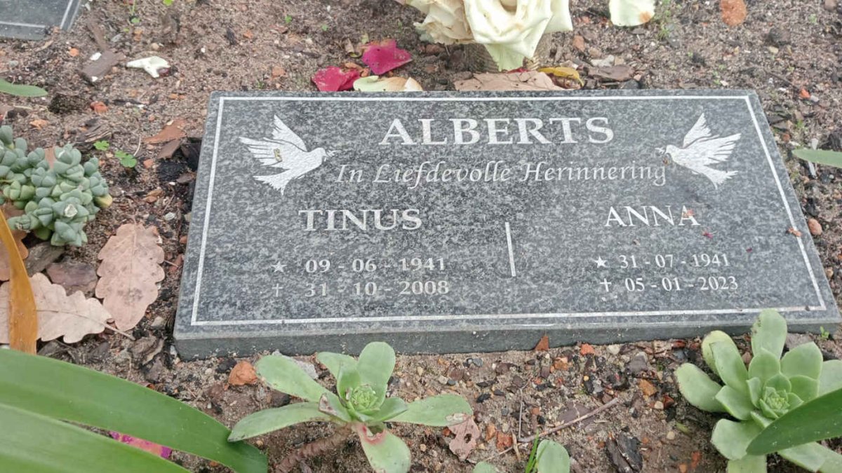 ALBERTS Tinus 1941-2008 &amp; Anna 1941-2023