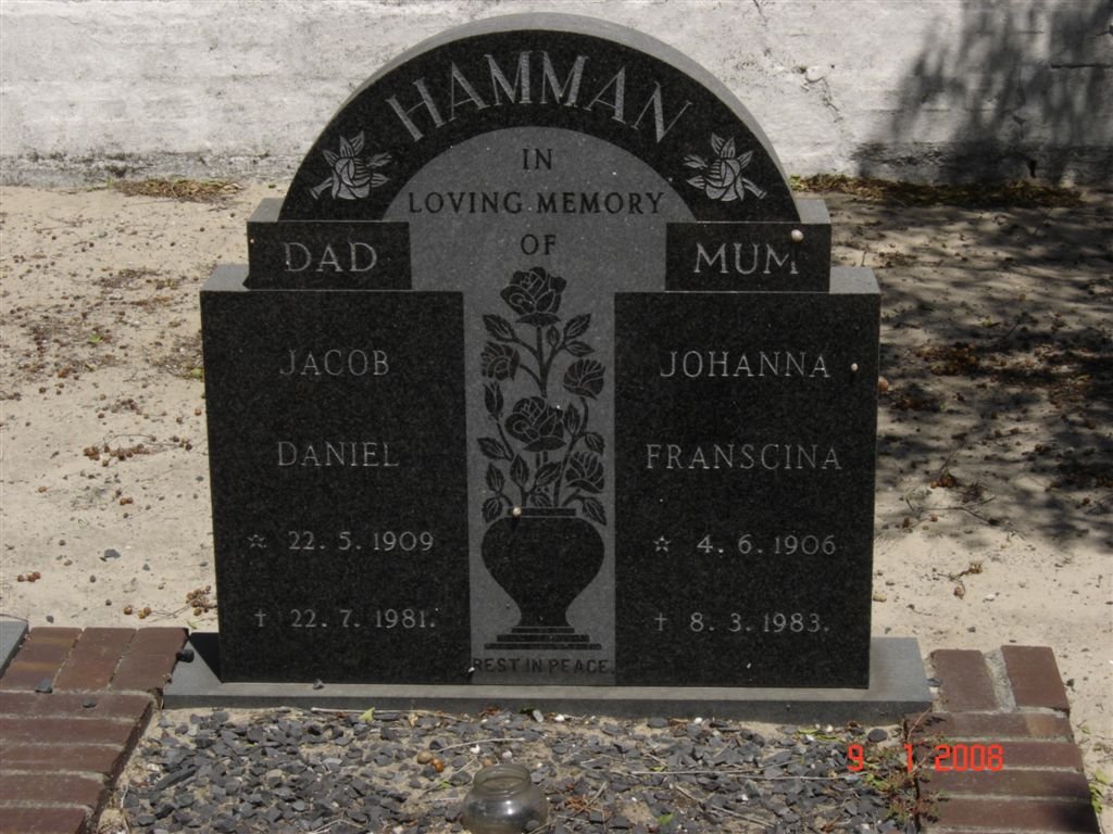HAMMAN Jacob Daniel 1909-1981 &amp; Johanna Franscina 1906-1983