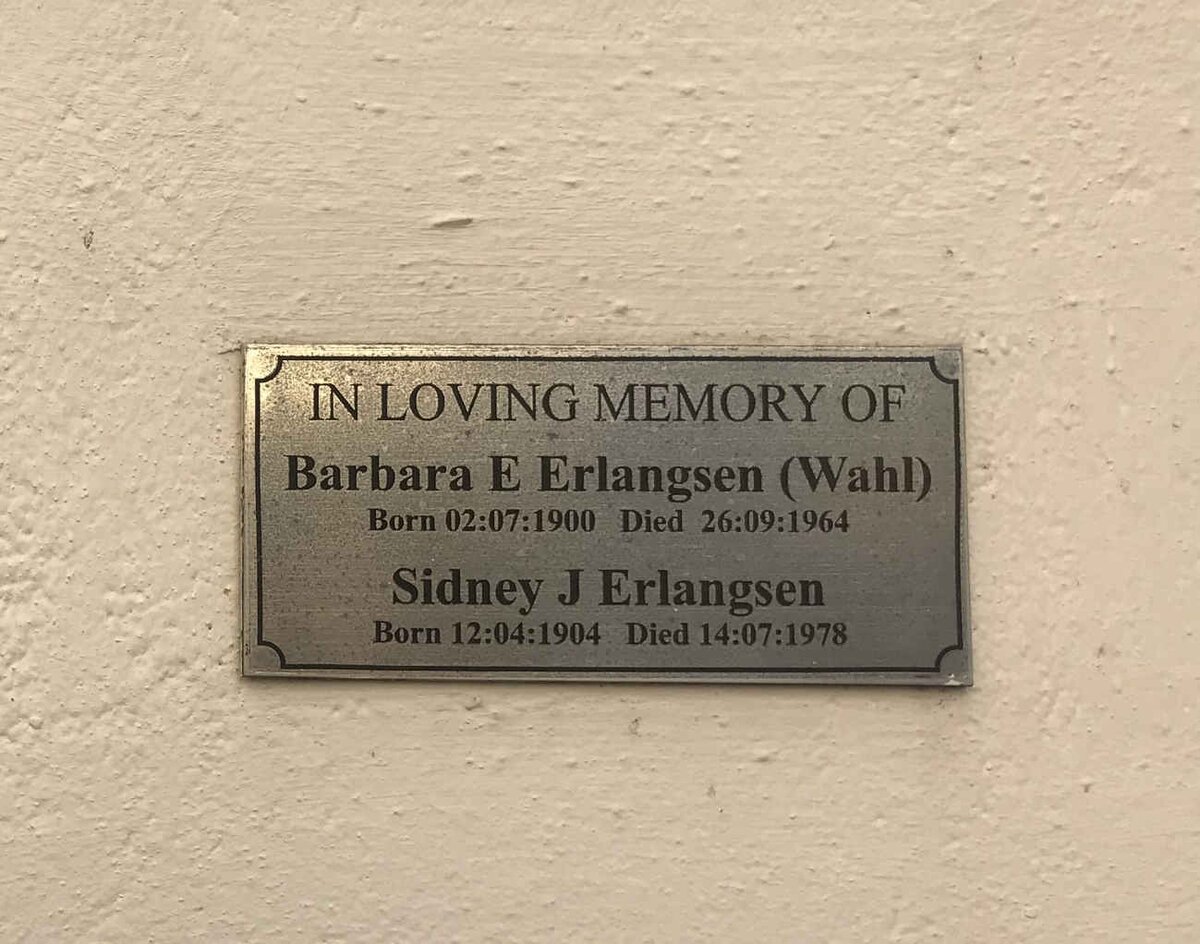 ERLANGSEN Sidney J. 1904-1978 & Barbara E. WAHL 1900-1964