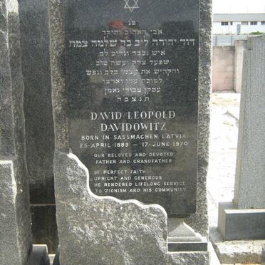 DAVIDOWITZ David Leopold 1889-1970