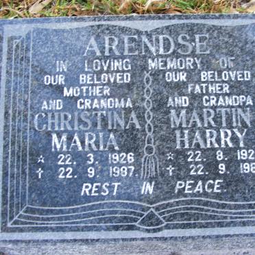 ARENDSE Martin Henry 1924-1989 &amp; Christina Maria 1926-1987