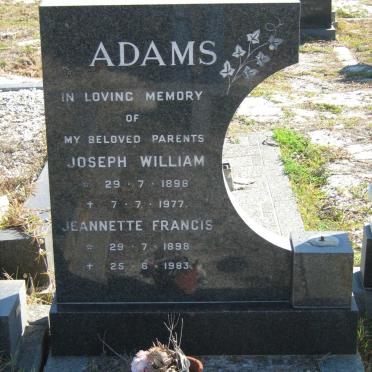 ADAMS Joseph William 1898-1977 &amp; Jeanette Francis 1898-1983