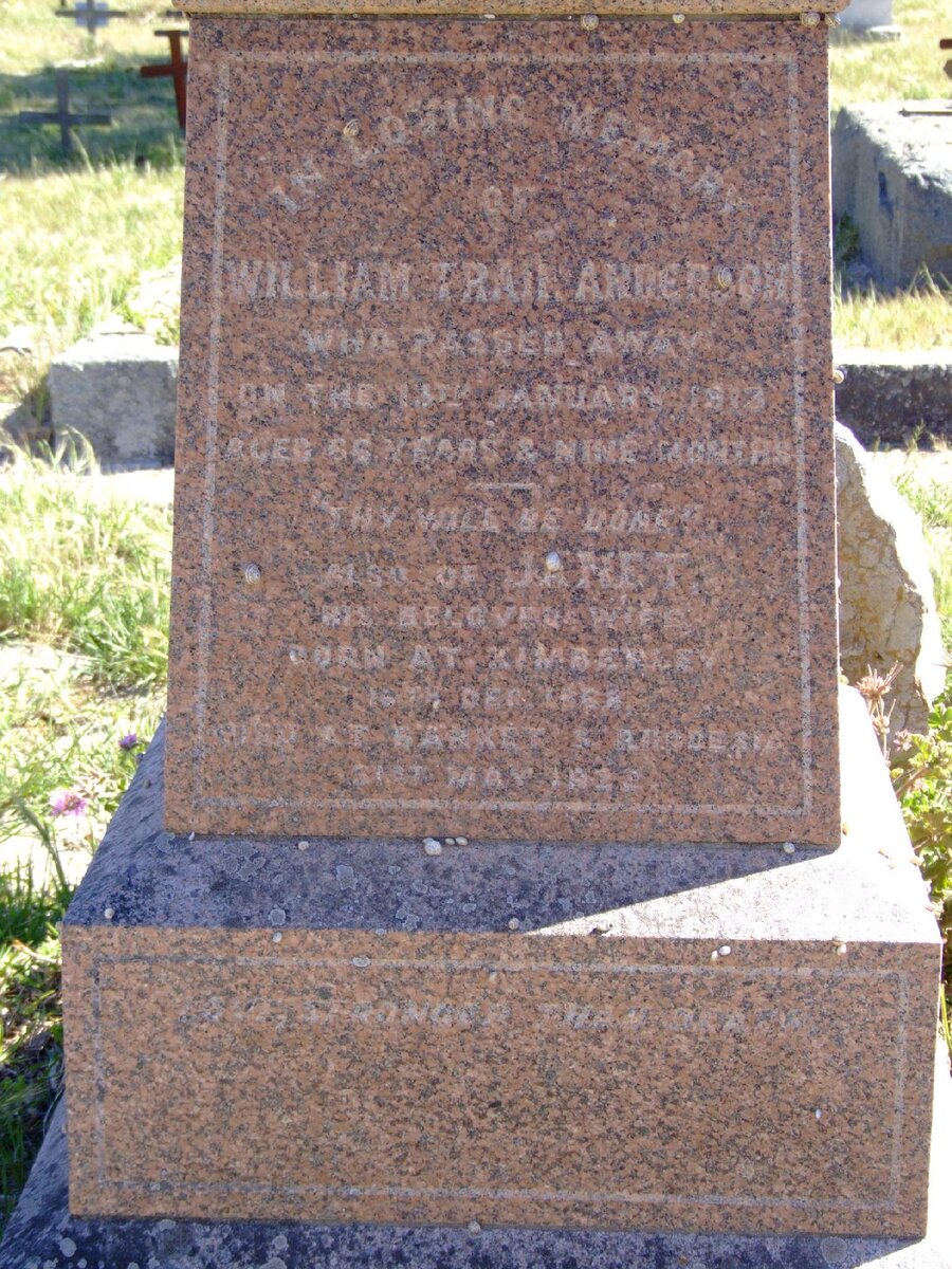 ANDERSON William Train -1913 &amp; Janet -1922