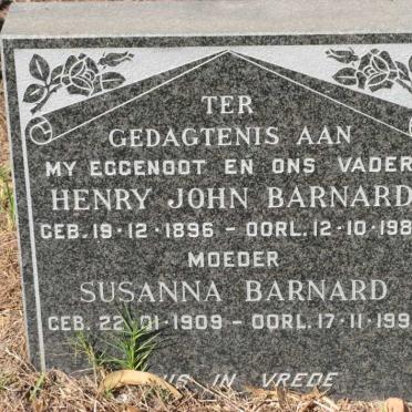 BARNARD Henry John 1896-1980 &amp; Susanna 1909-1994