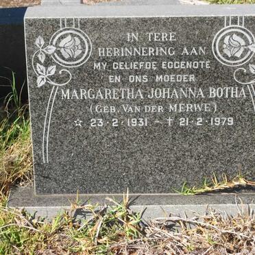 BOTHA Margaretha Johanna nee VAN DER MERWE 1931-1979