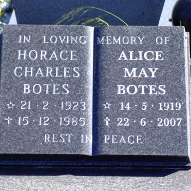 BOTES Horace Charles 1923-1985 &amp; Alice May 1919-2007