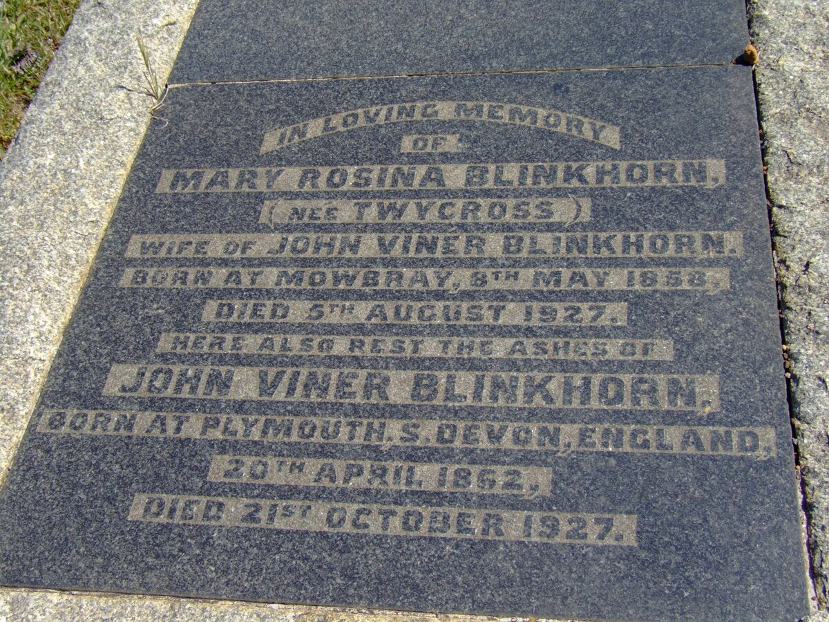 BLINKHORN John Viner 1862-1927 &amp; Mary Rosina TWYCROSS 1858-1927